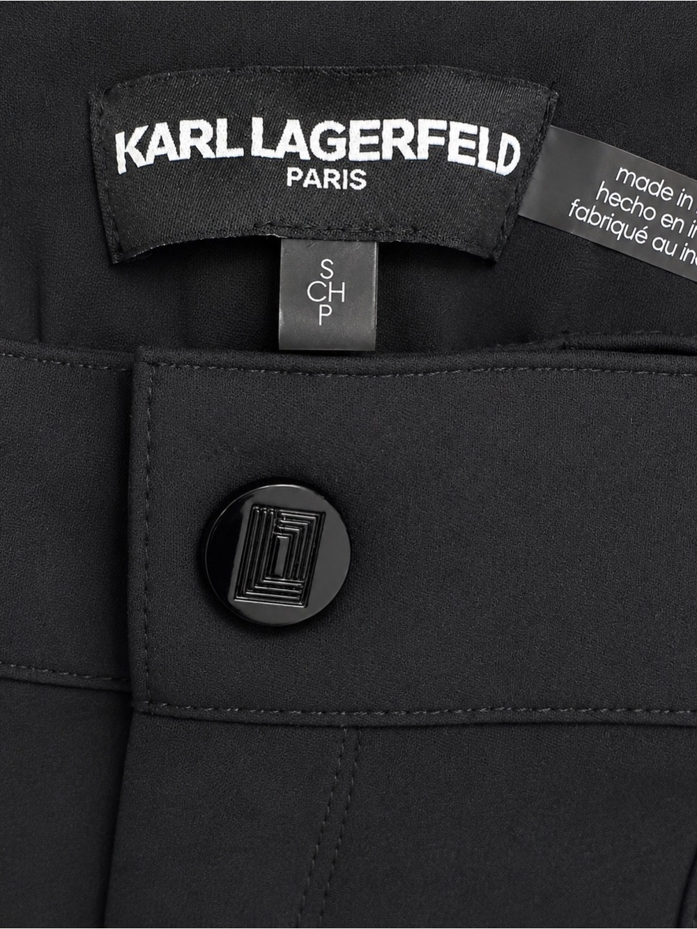 Karl Lagerfeld Paris Satin Wide-Leg Cargo Pants – Black – Size Small - Picture 2 of 8